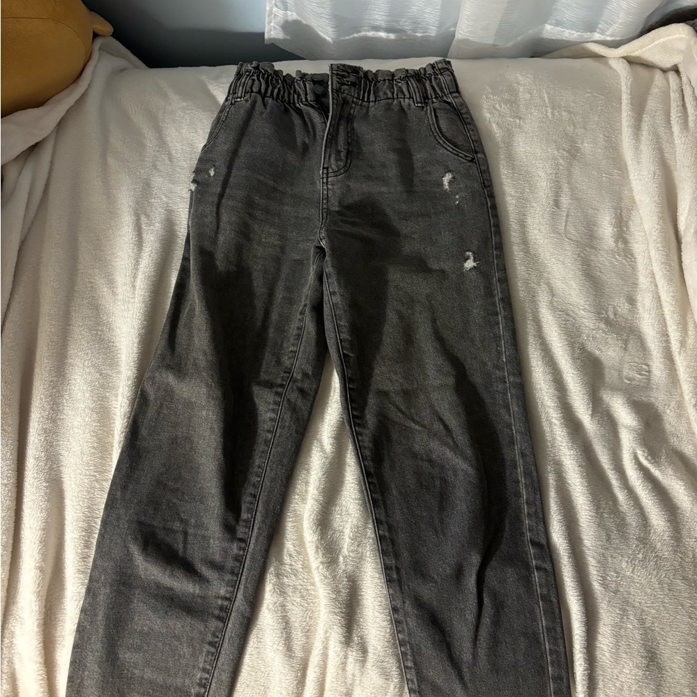SO black high rise straight mom jeans